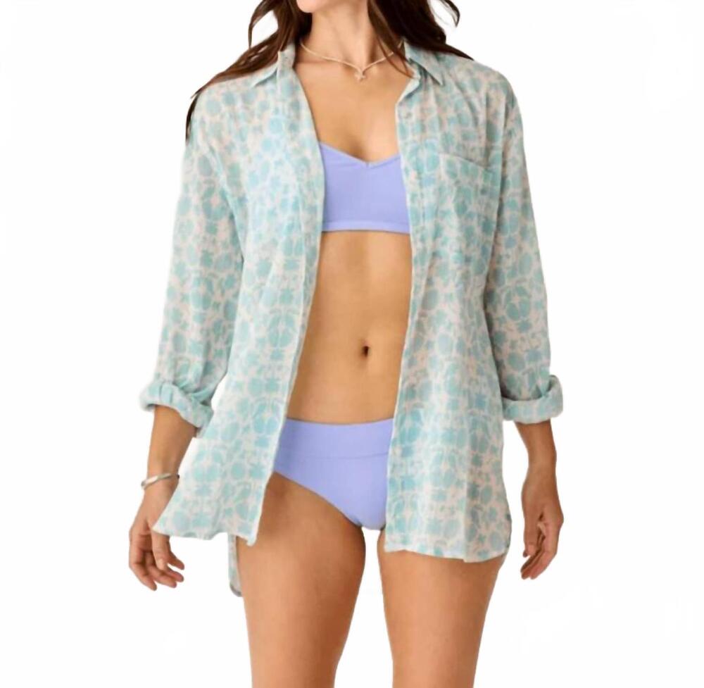 NEW CARVE DESIGNS taylor gauze tunic in cloud maitai